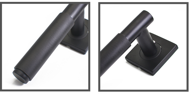 Knurled door handle interior