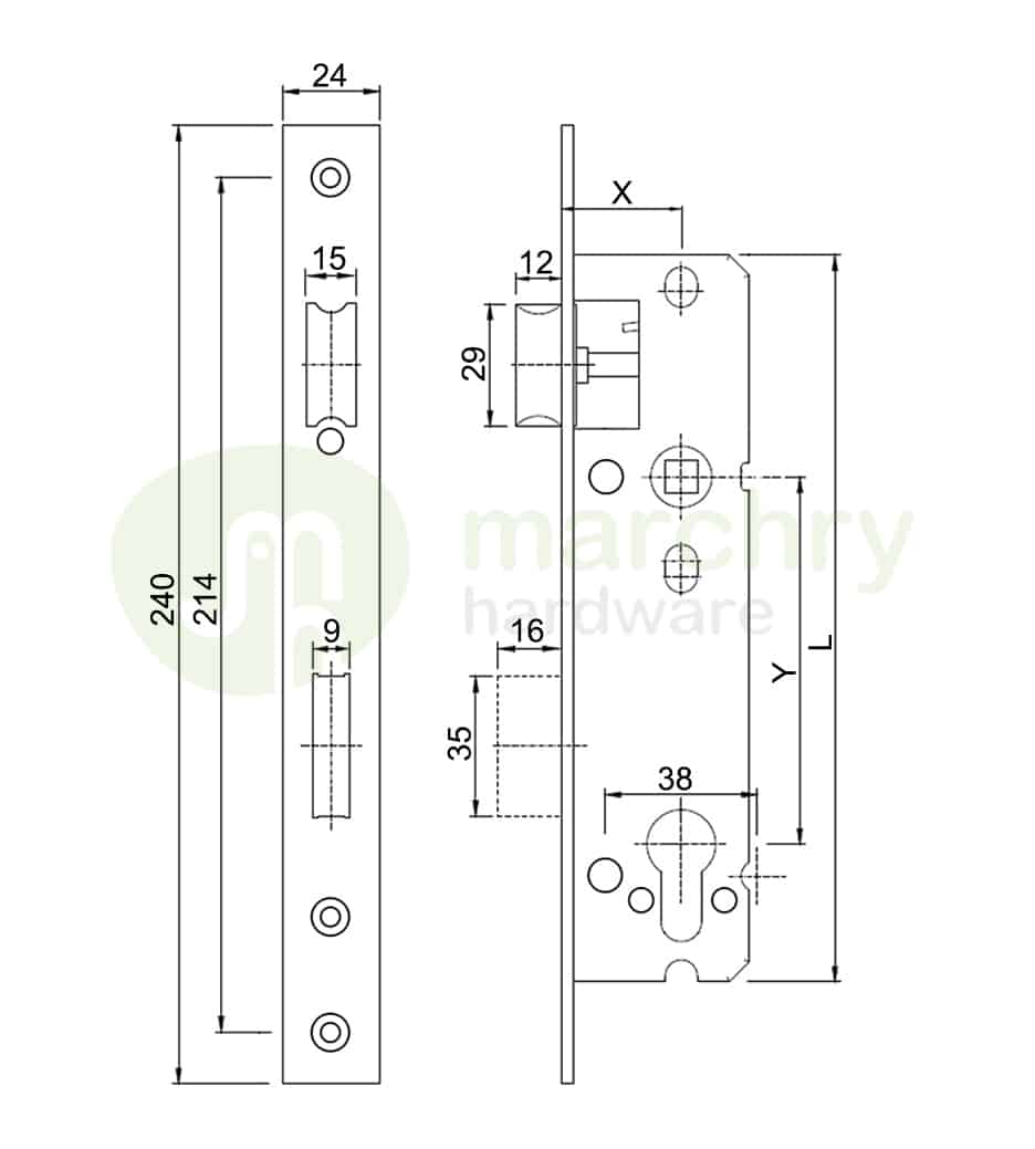 narrow mortise lock sizes