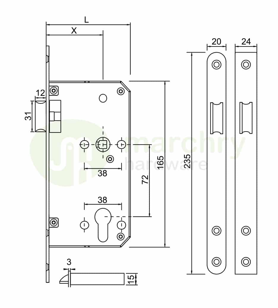 passage mortise lock sizes
